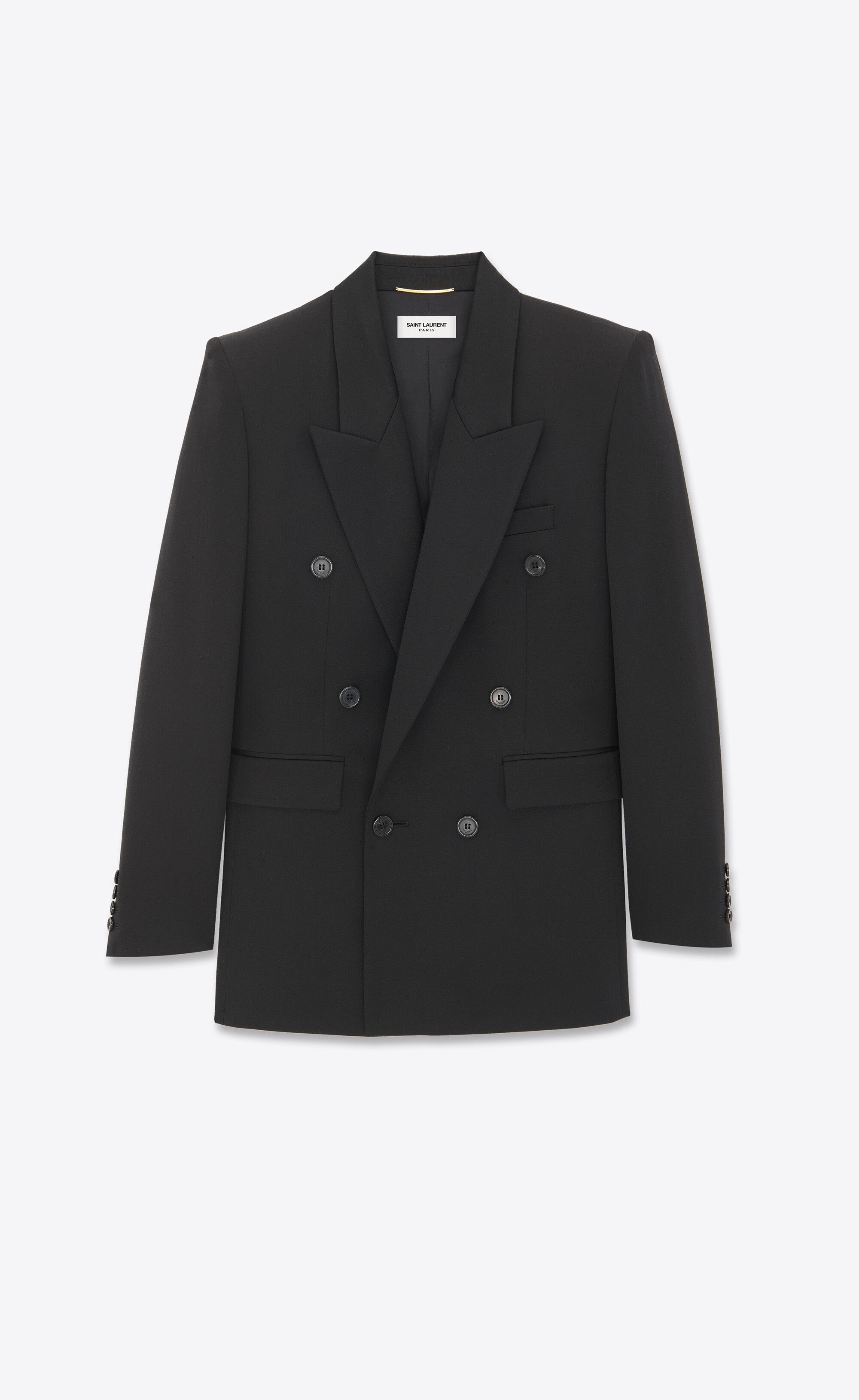 Saint Laurent Paris o1bcso1str1224 Jacket In Satin Wool in Black Size XS / US 0-2 / IT 36-38 - 1 Thumbnail