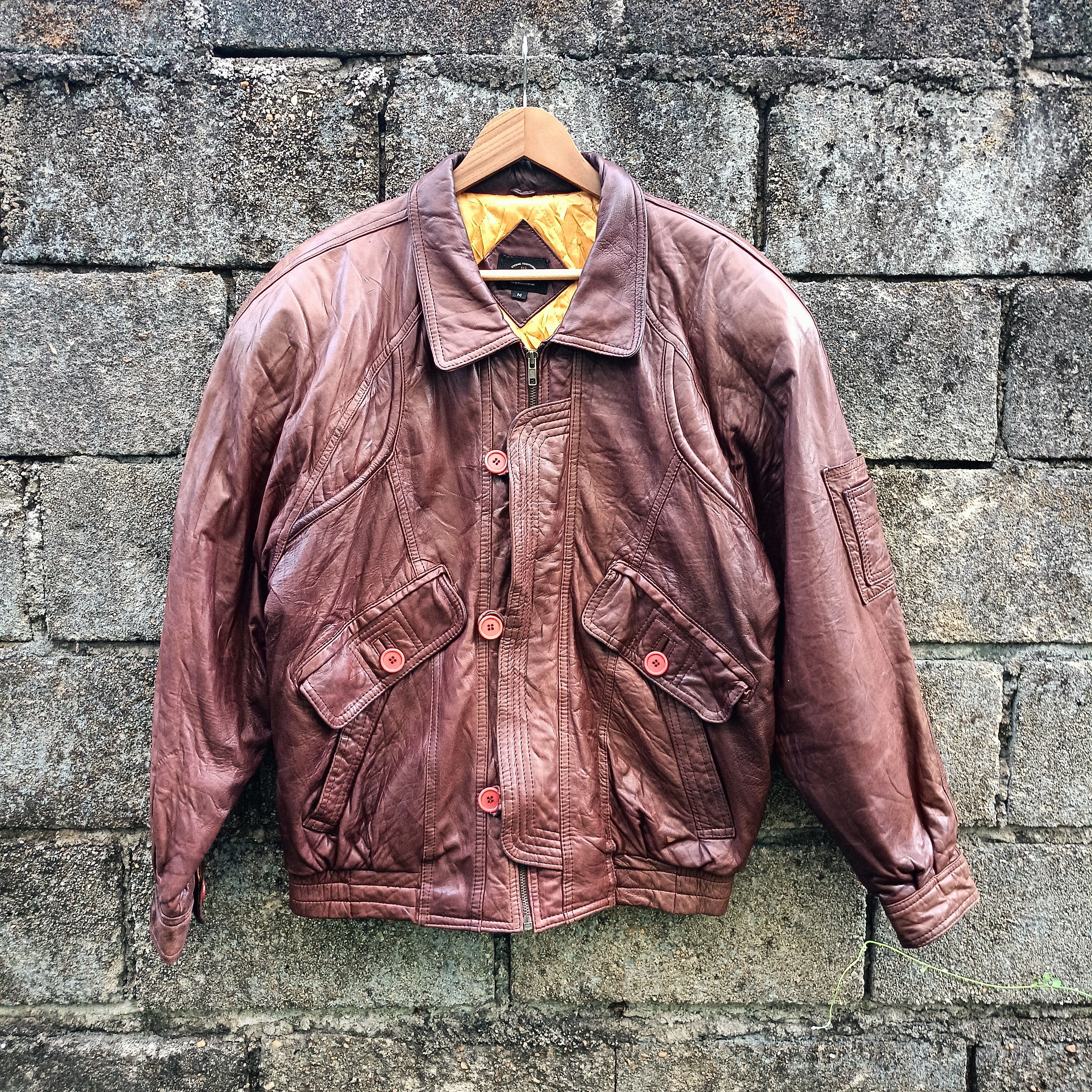 image of Vintage Christ Church Leather Jacket in Coco Brown, Men's (Size Large)