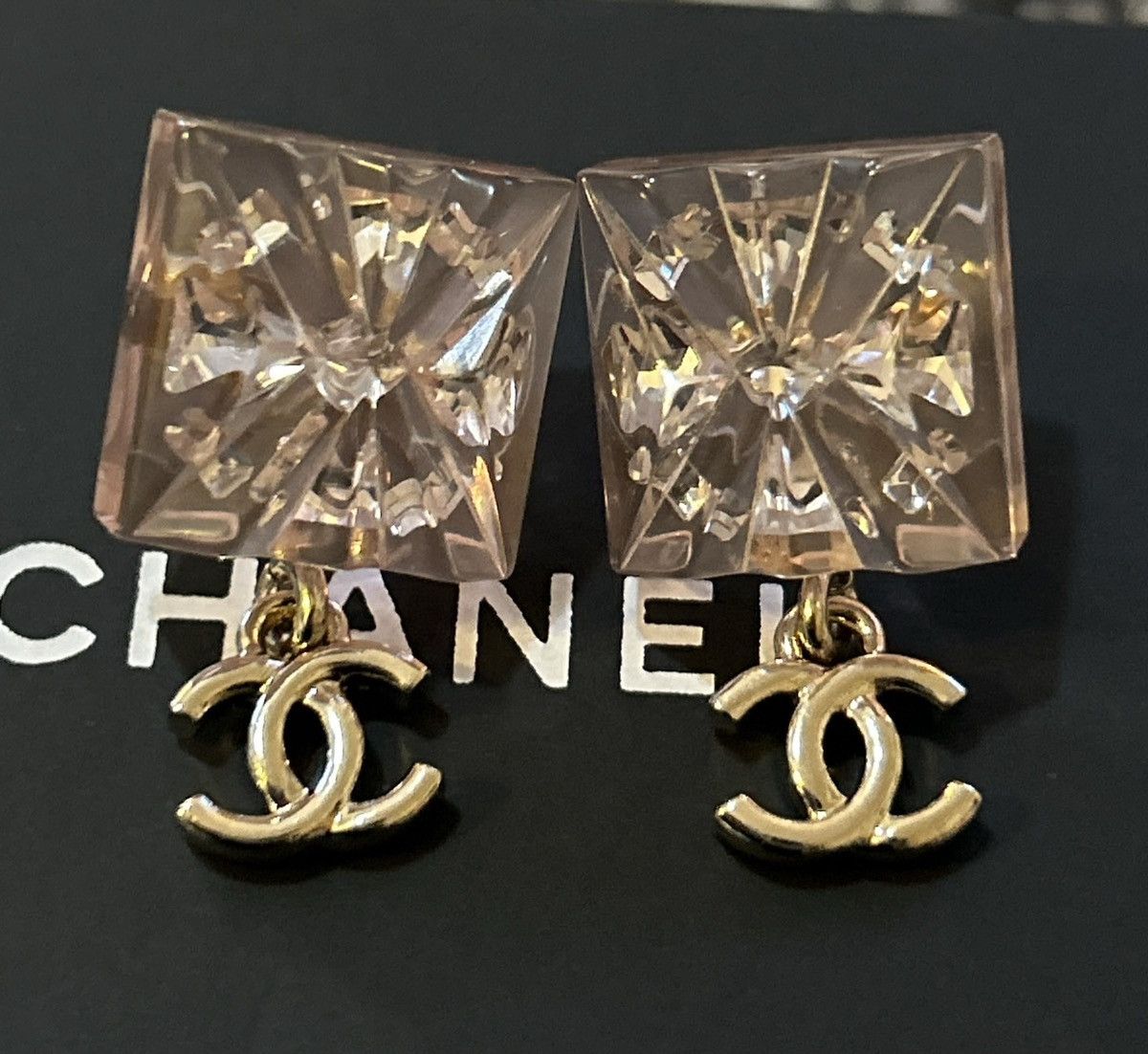 Chanel Chanel Resin Square Logo Earrings Size ONE SIZE - 2 Thumbnail