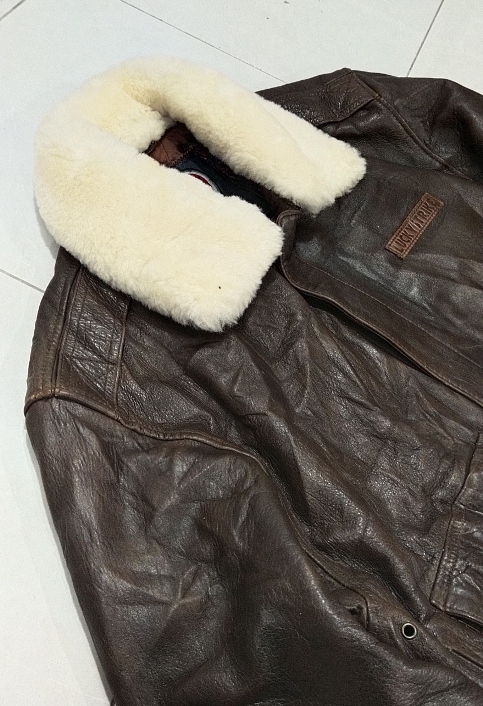 Leather Final💥 Drop Lucky Strike Leather Jacket L💥 Size US L / EU 52-54 / 3 - 2 Thumbnail