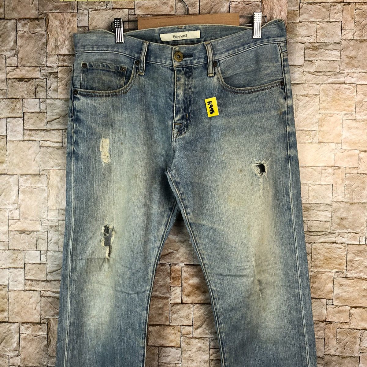 Uniqlo Uniqlo Boyfriend Blue Distressed Denim Pants #A998 Size US 32 / EU 48 - 5 Thumbnail