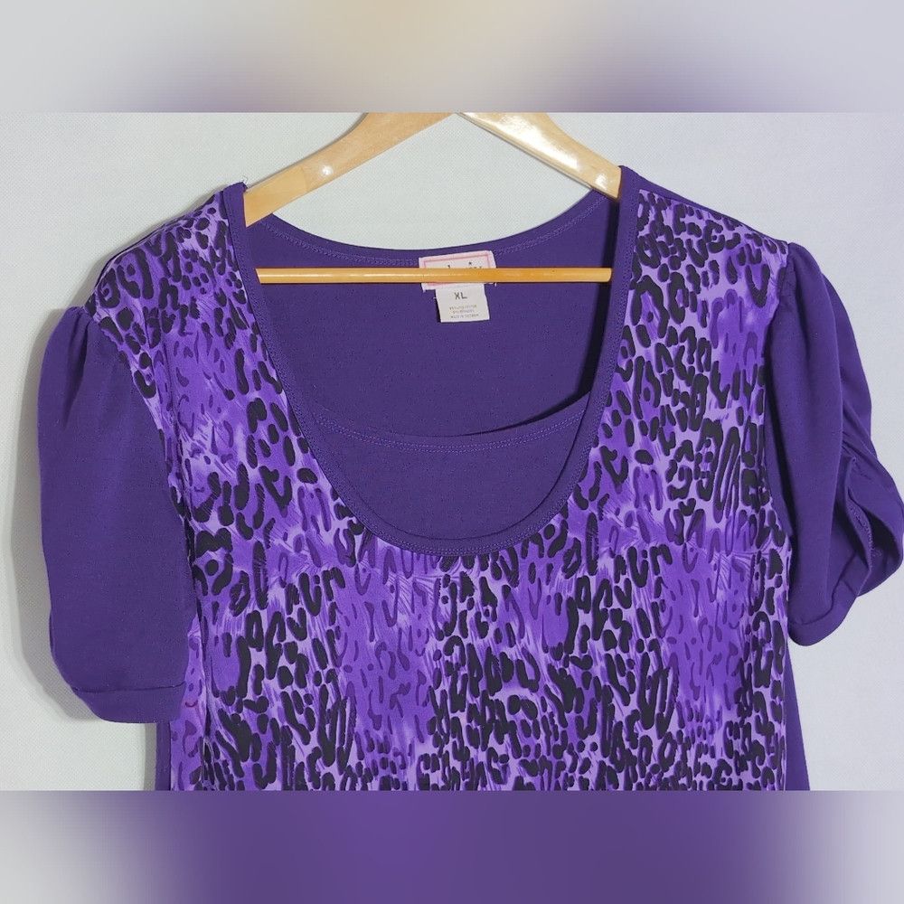 Other Xclusiv Purple Leopard Print Sz XL Women's Top Size XL / US 12-14 / IT 48-50 - 3 Thumbnail