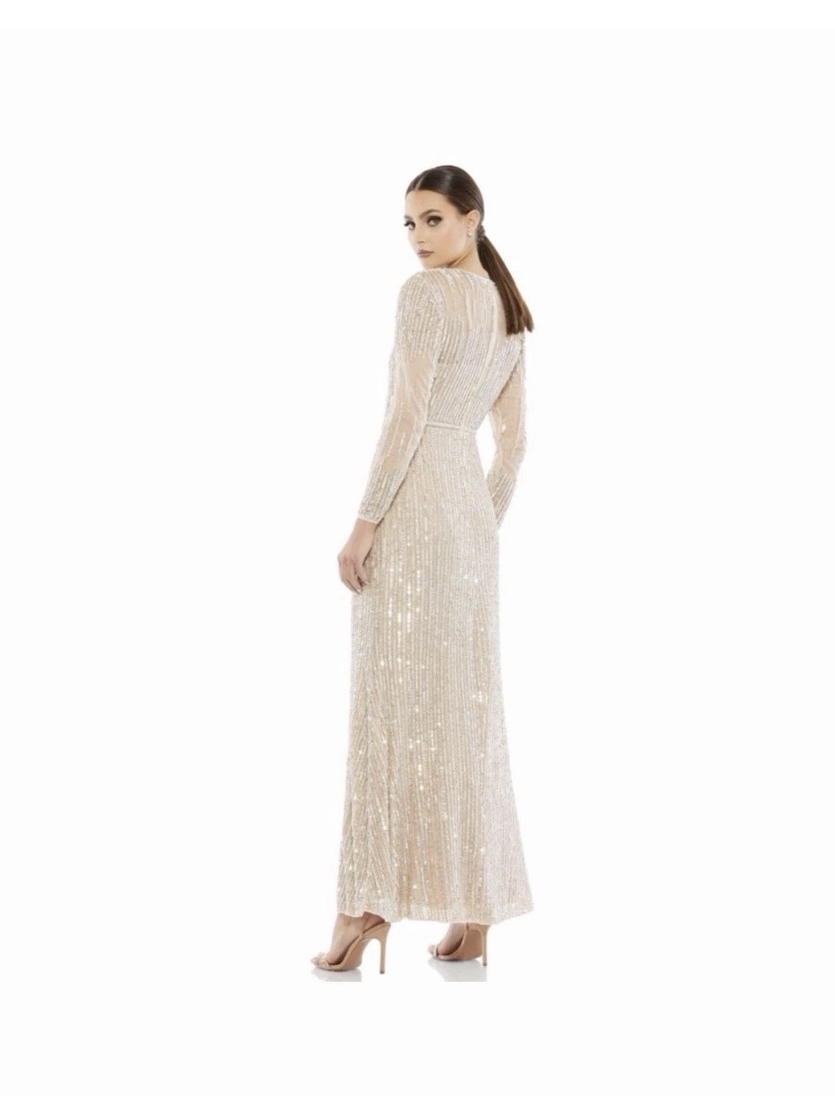 Mac Duggal Mac Duggal Sequined Illusion Long Sleeve Trumpet Gown Size 8 Size M / US 6-8 / IT 42-44 - 2 Thumbnail