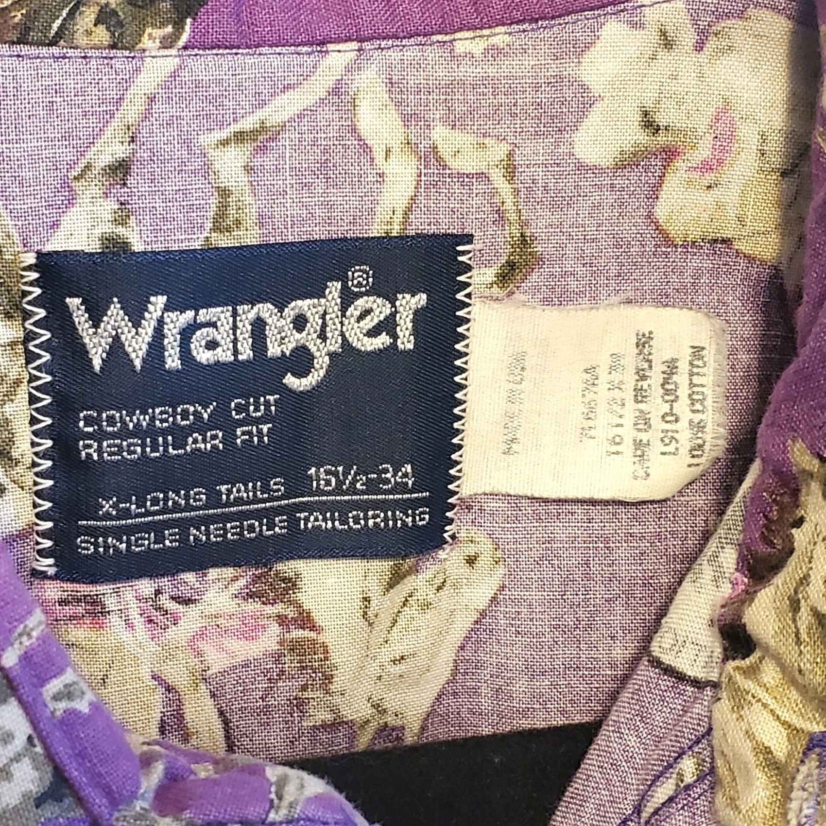 Wrangler Vintage Wrangler Mens XL Cowboy Cut Pro Rodeo Print Button Up Purple Shirt Size US XL / EU 56 / 4 - 6 Thumbnail