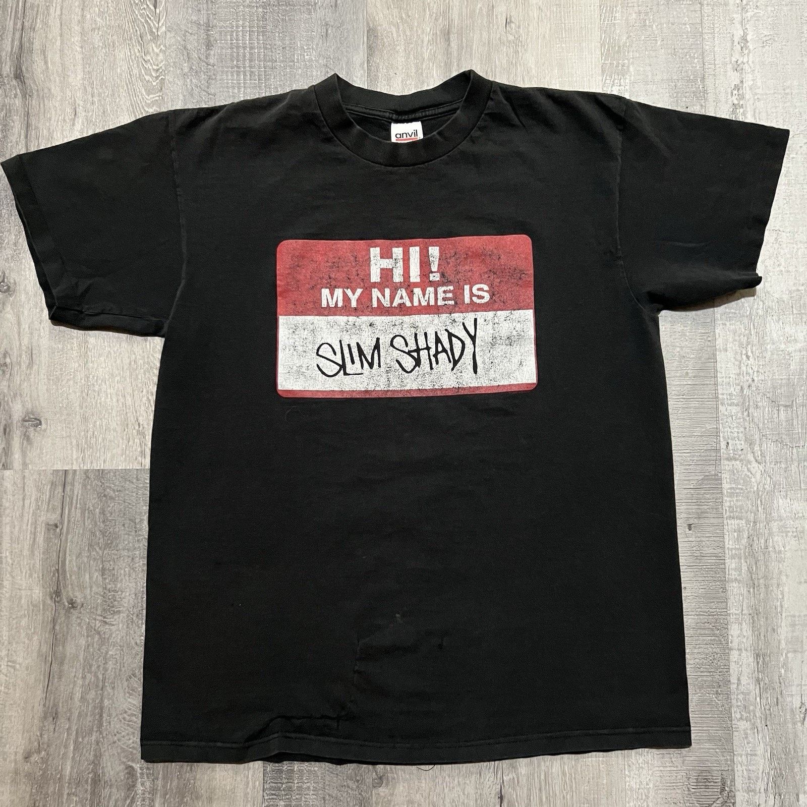 Hi My Name Is Slim Shady Distressed Faded Eminem Rap Tee