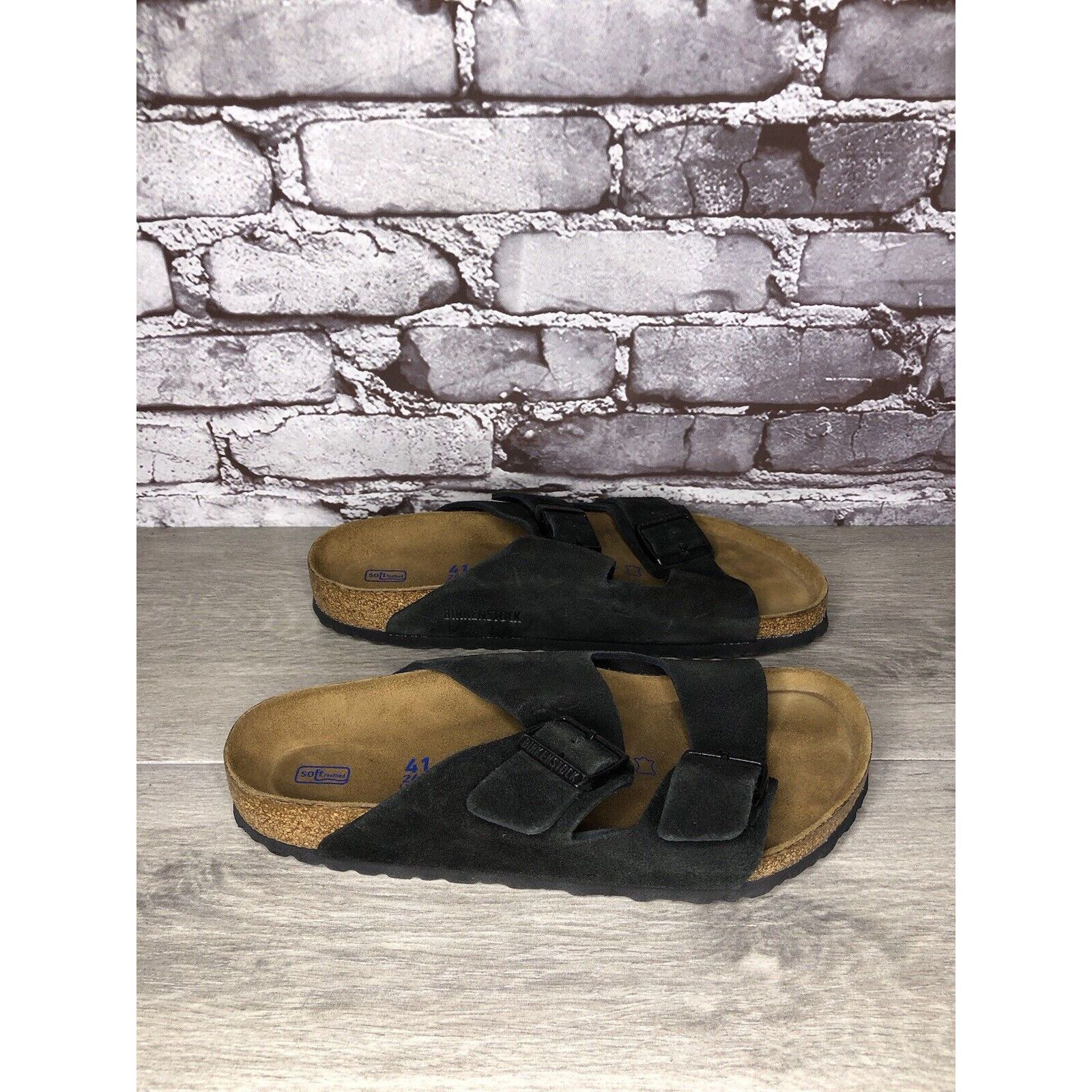 Birkenstock Birkenstock Arizona Black Suede Leather Strap Slides Sandals Size US 10 / IT 40 - 14 Thumbnail