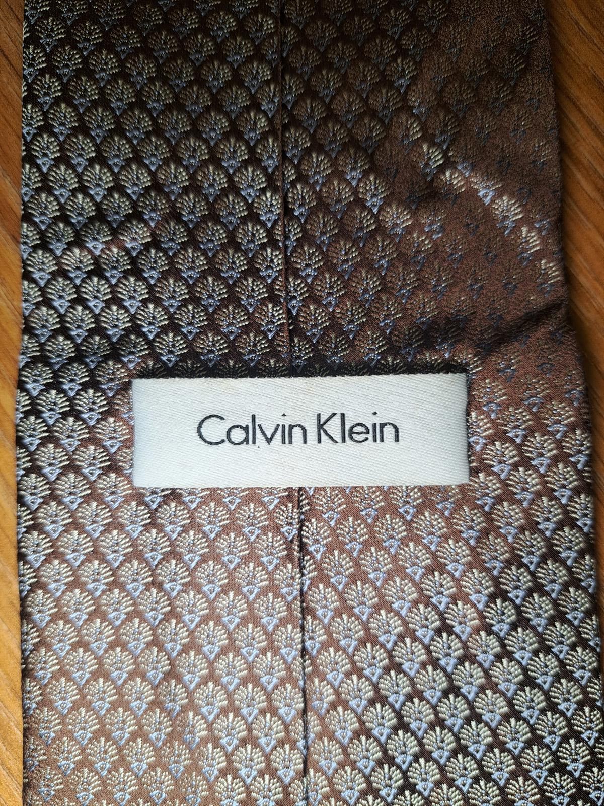 Calvin Klein Calvin Klein Silk Tie Brown Floral Tree Wide Necktie Size ONE SIZE - 2 Thumbnail