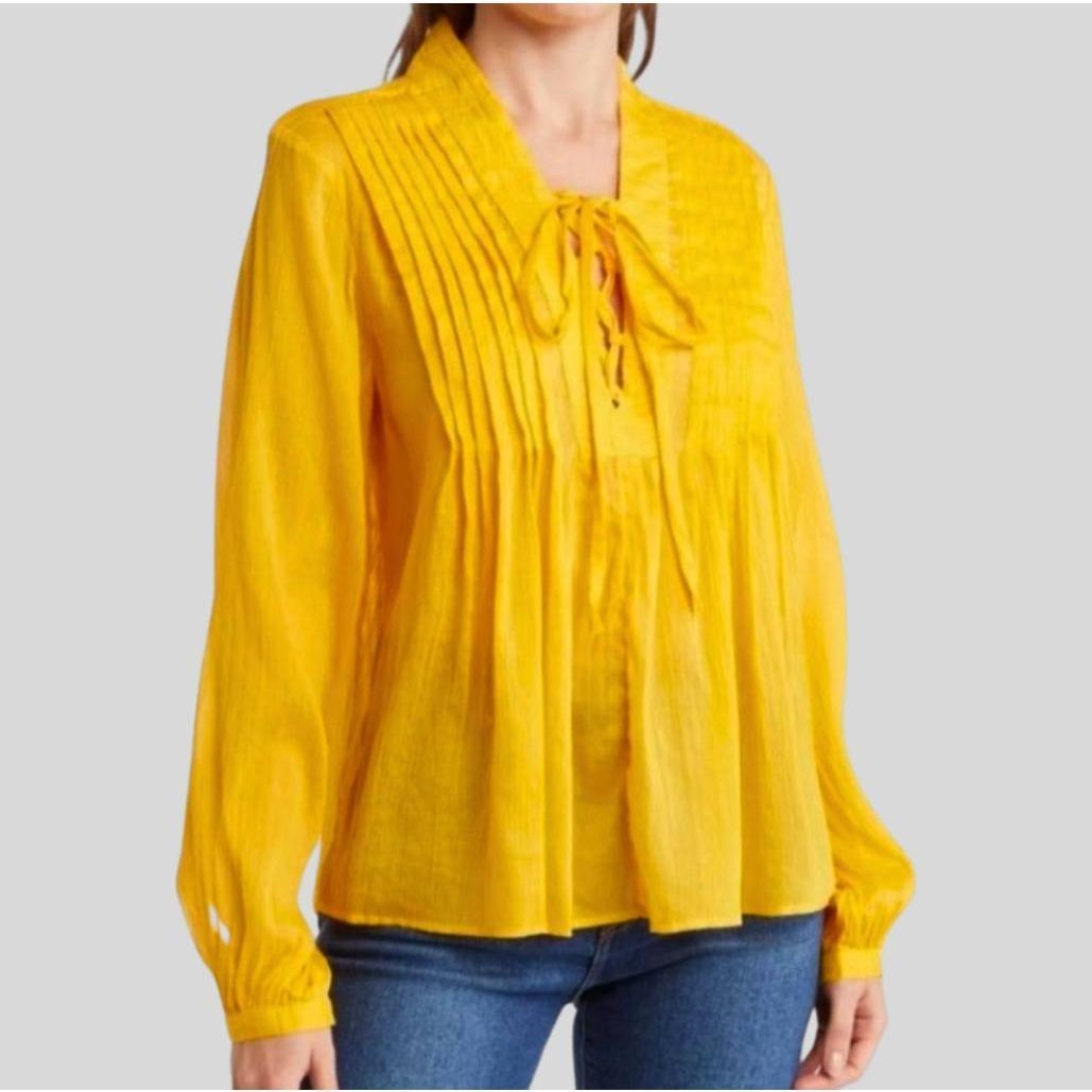 Rag & Bone Rag & Bone Saffron Sachi Blouse L Cotton Silk Boho Chic Pint Size L / US 10 / IT 46 - 1 Thumbnail