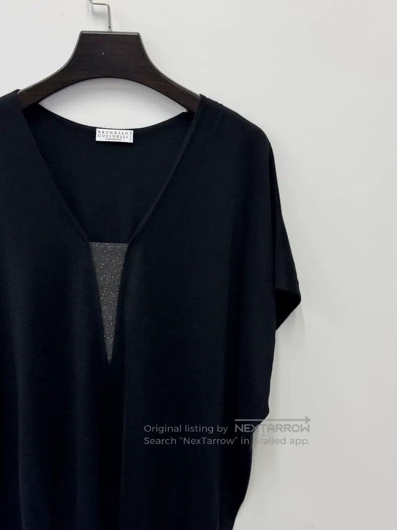 Brunello Cucinelli Brunello Cucinelli Women's Short Sleeve Cashmere Knit Top Size L / US 10 / IT 46 - 3 Thumbnail