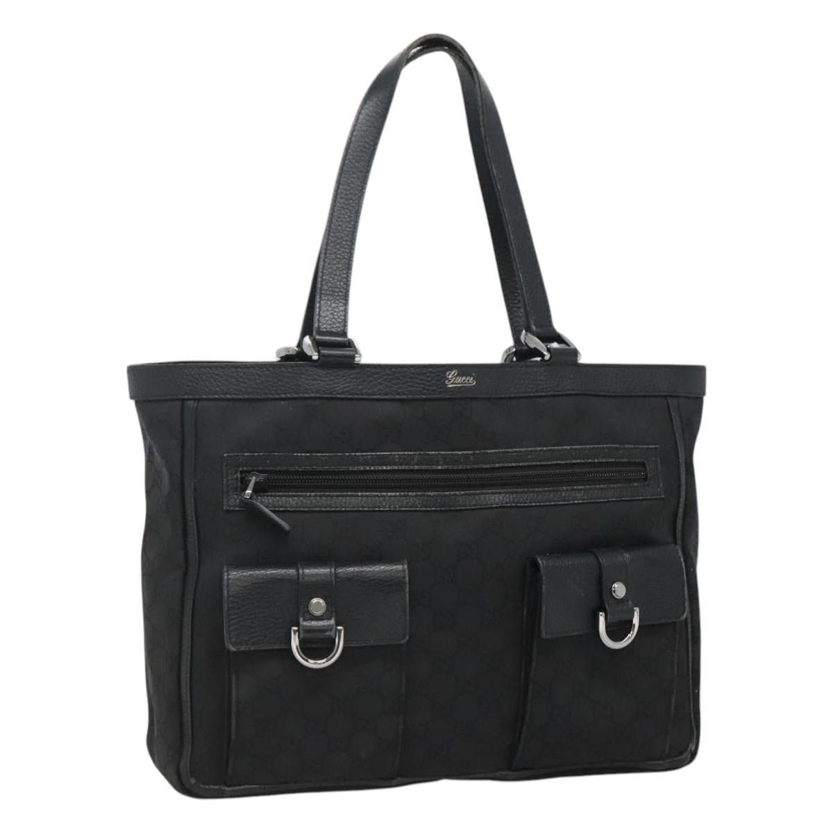 Gucci GUCCI GG Canvas Tote Bag Nylon Outlet Black Silver Size ONE SIZE - 1 Thumbnail