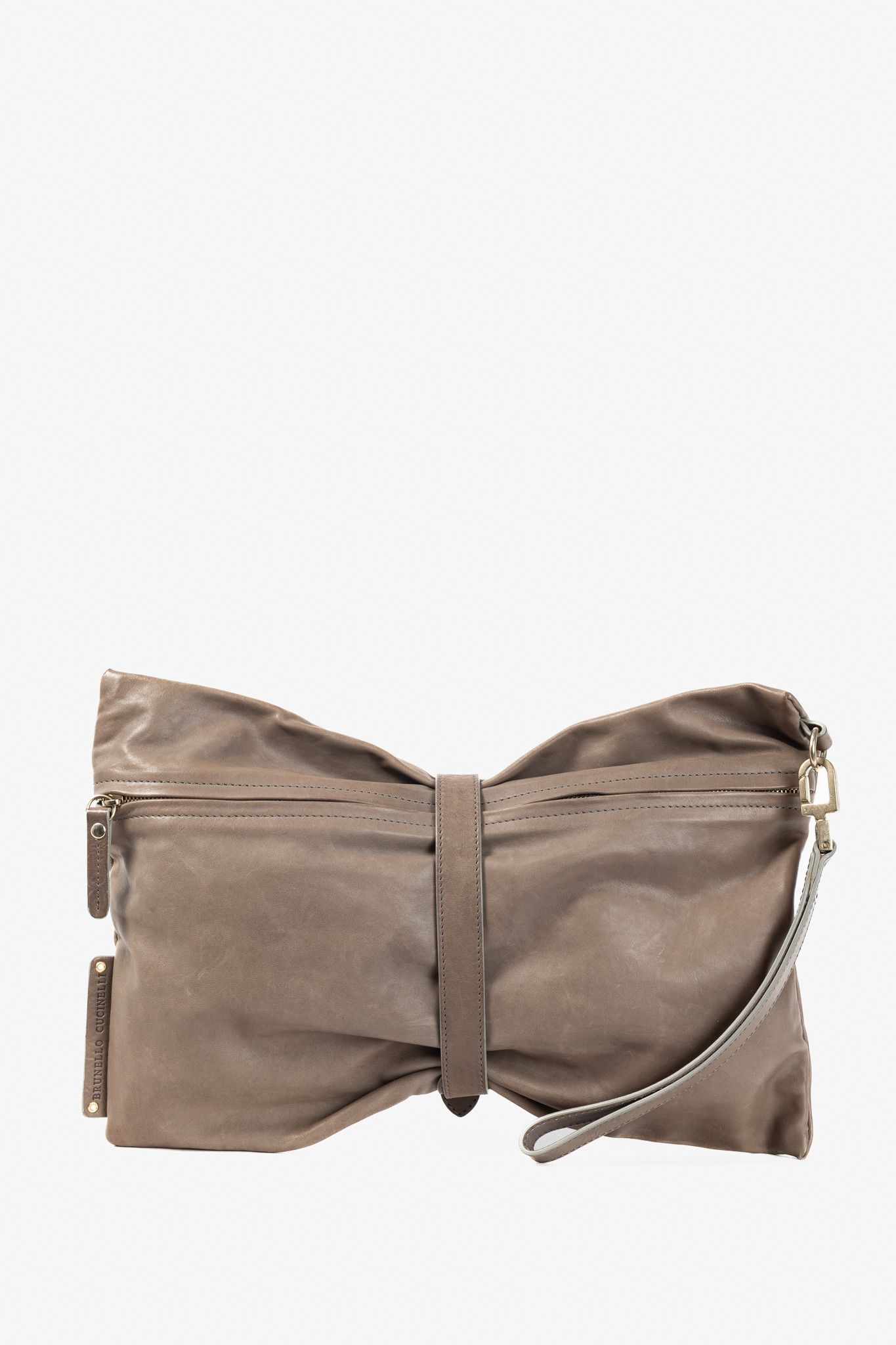Brunello Cucinelli Brunello Cucinelli Taupe Leather Bow Clutch Size ONE SIZE - 1 Thumbnail