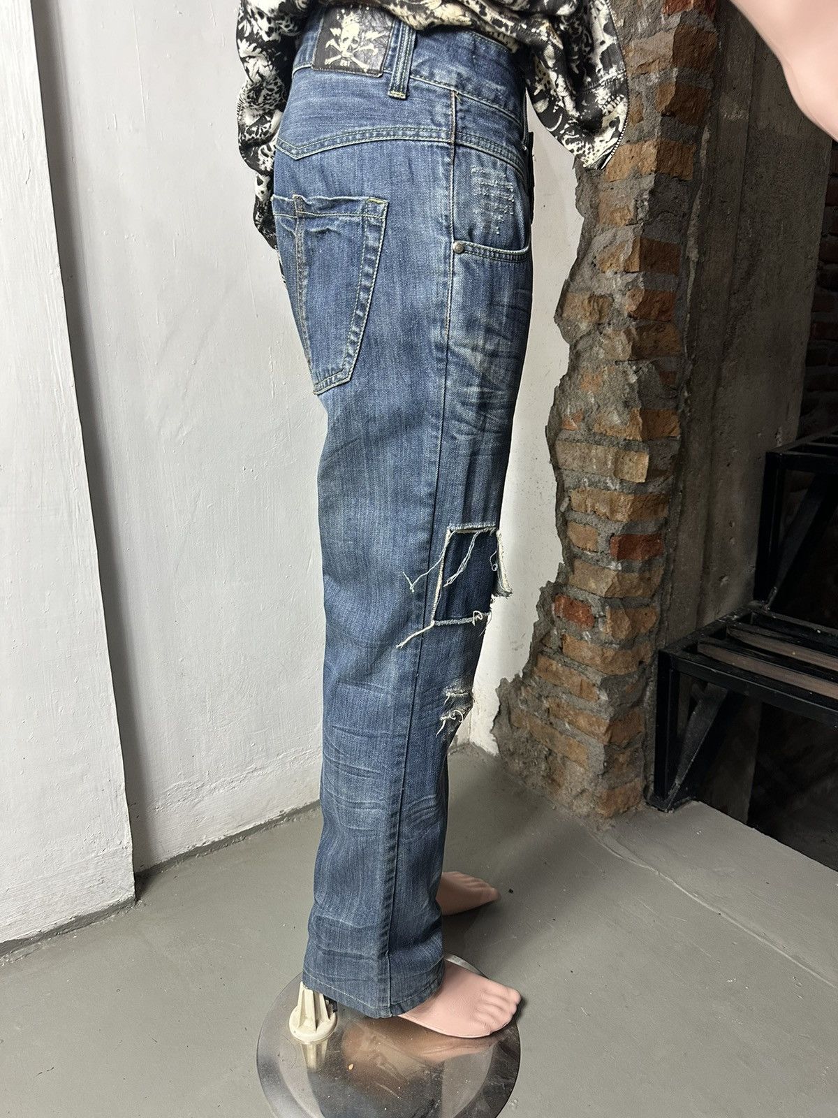 Japanese Brand 2#1 Flare Distressed Jeans Nice Split Back Pocket Size US 32 / EU 48 - 22 Thumbnail