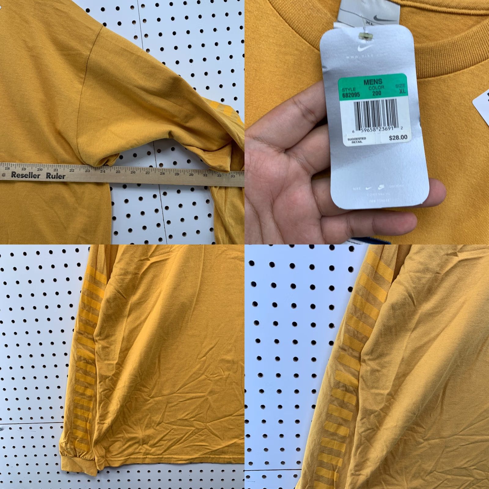 Nike VINTAGE Nike Shirt Mens XL Yellow Long Sleeve Embroidered SpellOut NEW Size US XL / EU 56 / 4 - 10 Thumbnail
