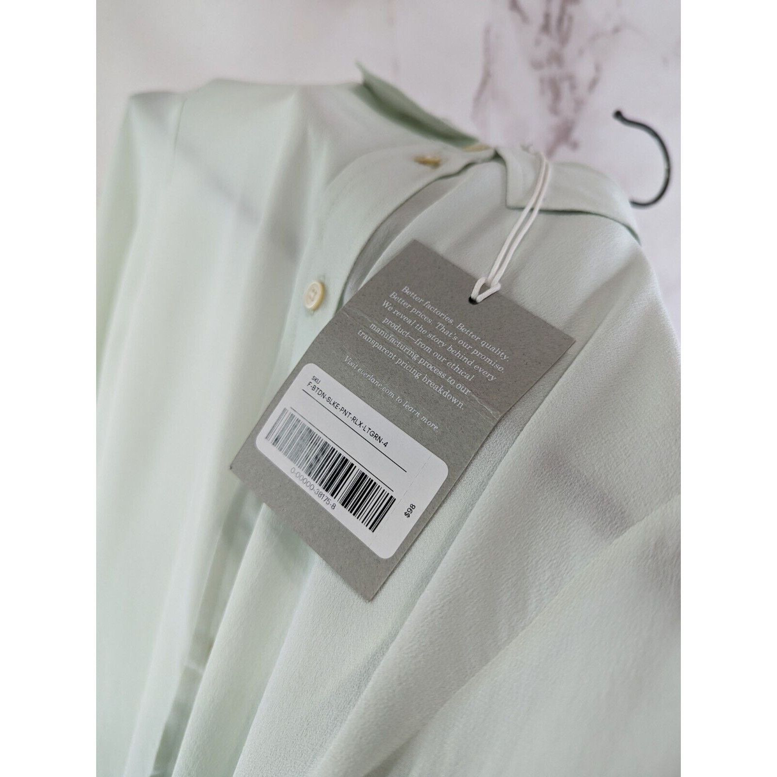 Everlane Everlane Top Women Small 4 Blue Clean Silk Blouse Button Size S / US 4 / IT 40 - 10 Thumbnail