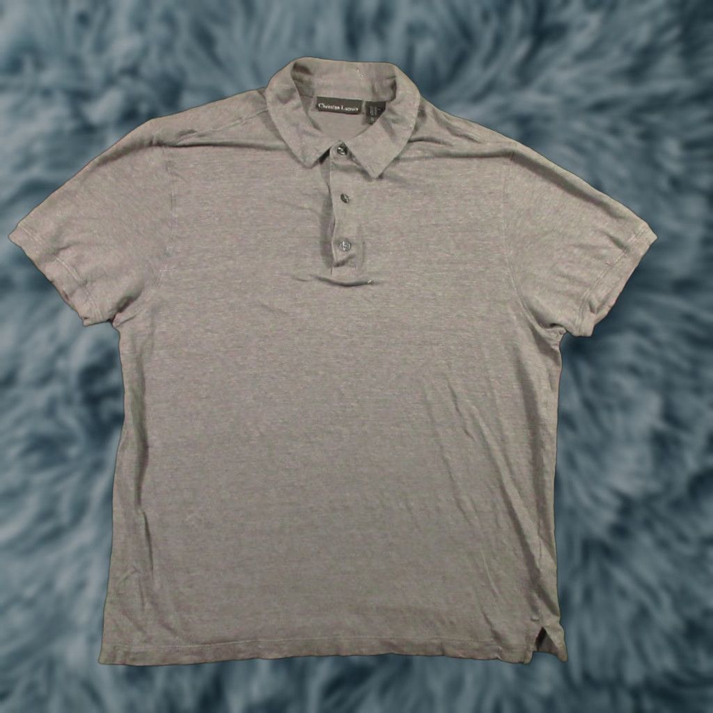 Christian Lacroix Christian Lacroix Linen Polo Shirt Mens XL Gray Short Sleeve Stretch Golf EUC Size US XL / EU 56 / 4 - 1 Thumbnail