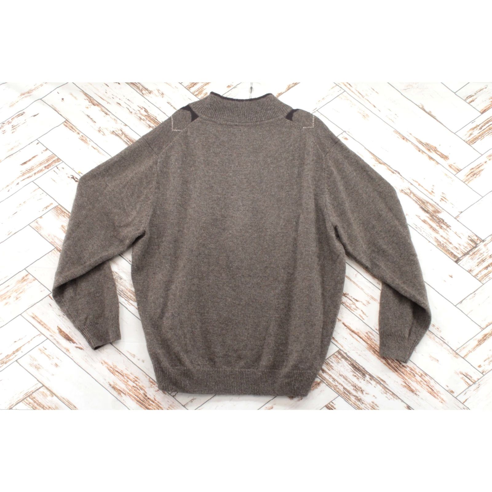 Jos. A. Bank VINTAGE Jos. A. Bank Sweater Men's Large Brown Lamb's Wool 1/4 Zip Argyle Preppy Retro Mens Size US L / EU 52-54 / 3 - 2 Thumbnail