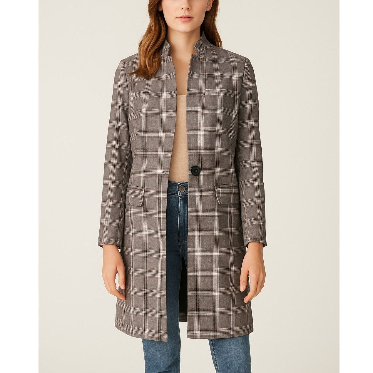 BLANKNYC BlankNYC Plaid Button Front Longline Coat Gray Check Size XS Size XS / US 0-2 / IT 36-38 - 1 Thumbnail