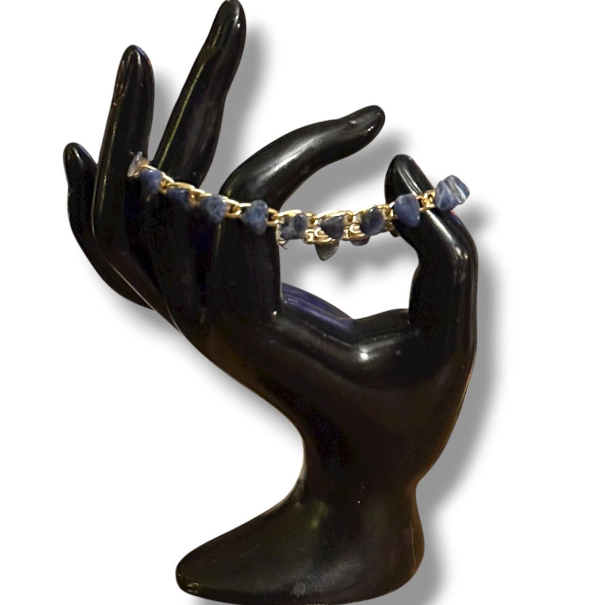 Vintage Vintage gold tone Sodalite link chain bracelet Size ONE SIZE - 2 Thumbnail