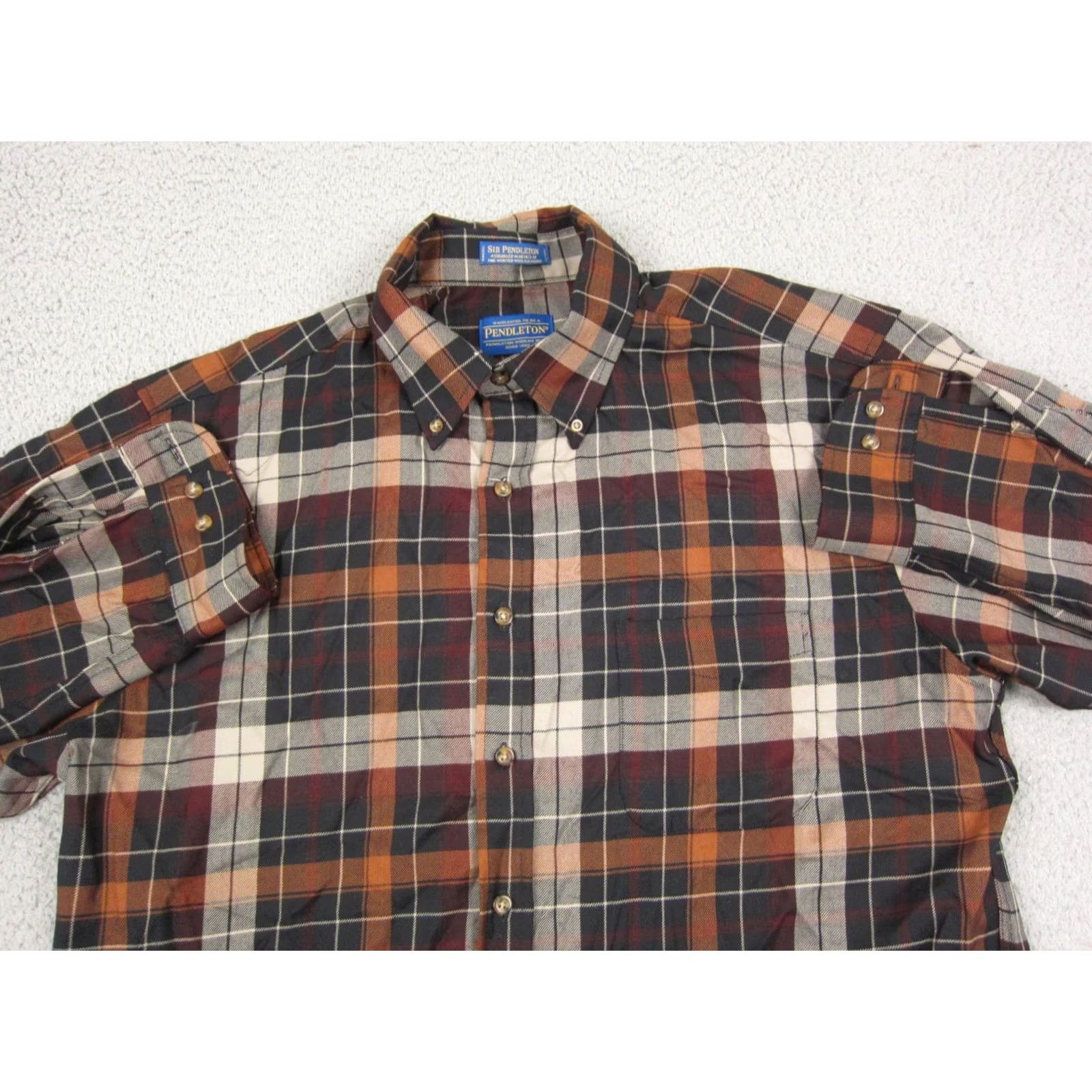 Pendleton Pendleton Shirt Mens XL Black Orange Plaid Worsted Wool Button Down Extra Large Size US XL / EU 56 / 4 - 2 Thumbnail
