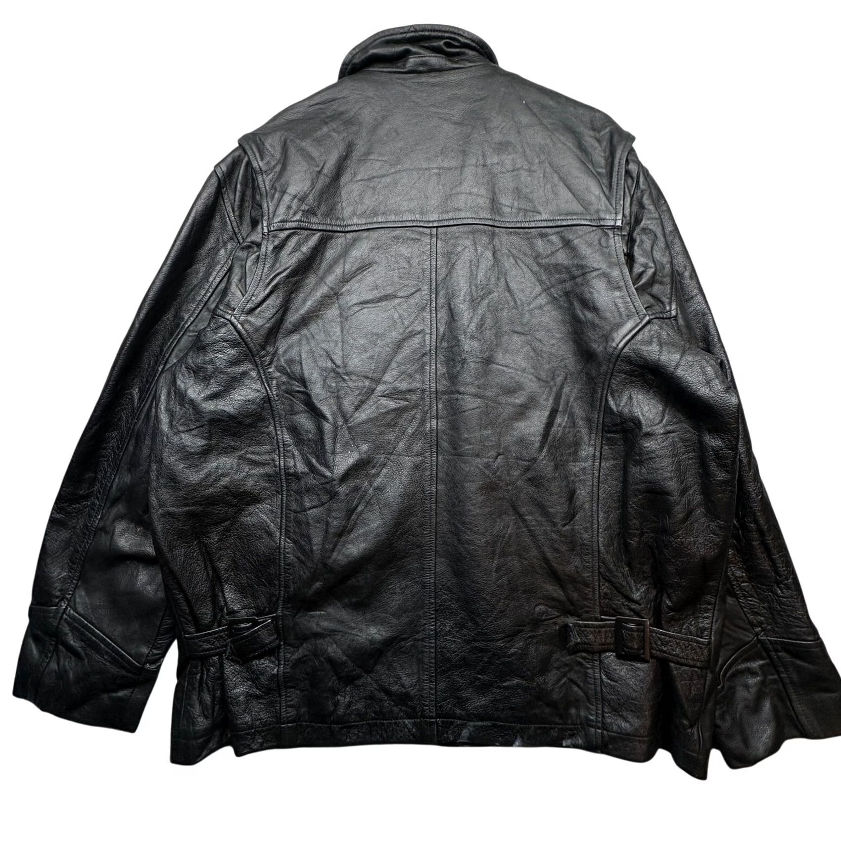 Vintage Wilsons Leather Full Zip Overcoat Black XL Pockets Quilt Lined Coat Mens Size US XL / EU 56 / 4 - 2 Thumbnail