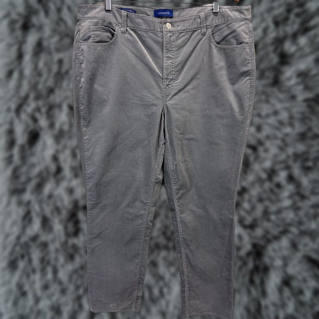 Talbots VINTAGE? No, not vintage. Talbots Velvet Pants - High Waist Straight Leg - 18W Plus - Gray - 5 Pocket - Women - Pants Size 40" / US 18 - 1 Thumbnail