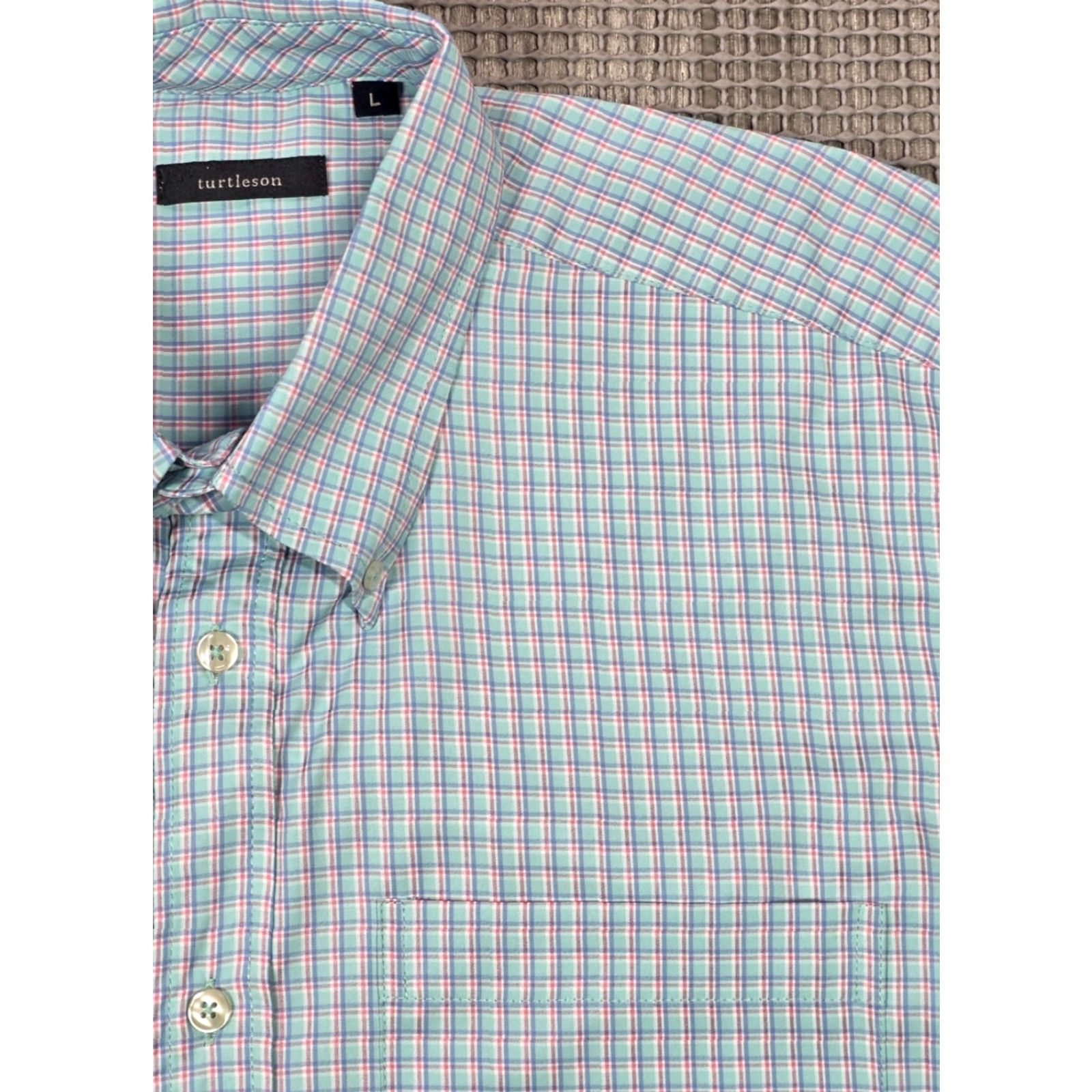Vintage Turtleson Shirt Mens Tattersall Blue Pink Button Up Long Sleeve Performance Casu al Size US L / EU 52-54 / 3 - 3 Thumbnail