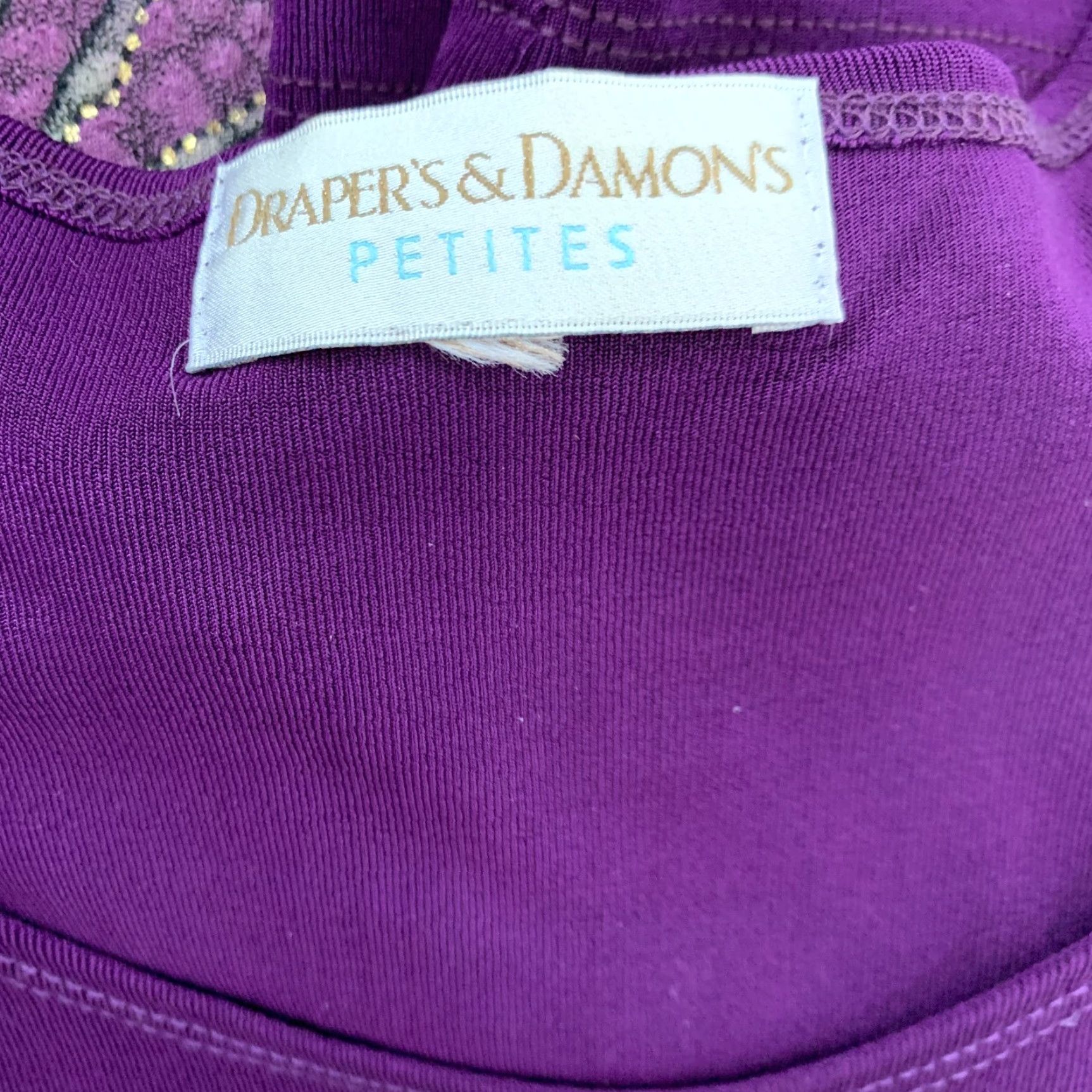 Vintage Draper's & Damon's Petites Deep Purple Jacket Shirt Outfit Medium Petite Womens Silk Blend Floral 3 Piece Set Size M / US 6-8 / IT 42-44 - 8 Thumbnail