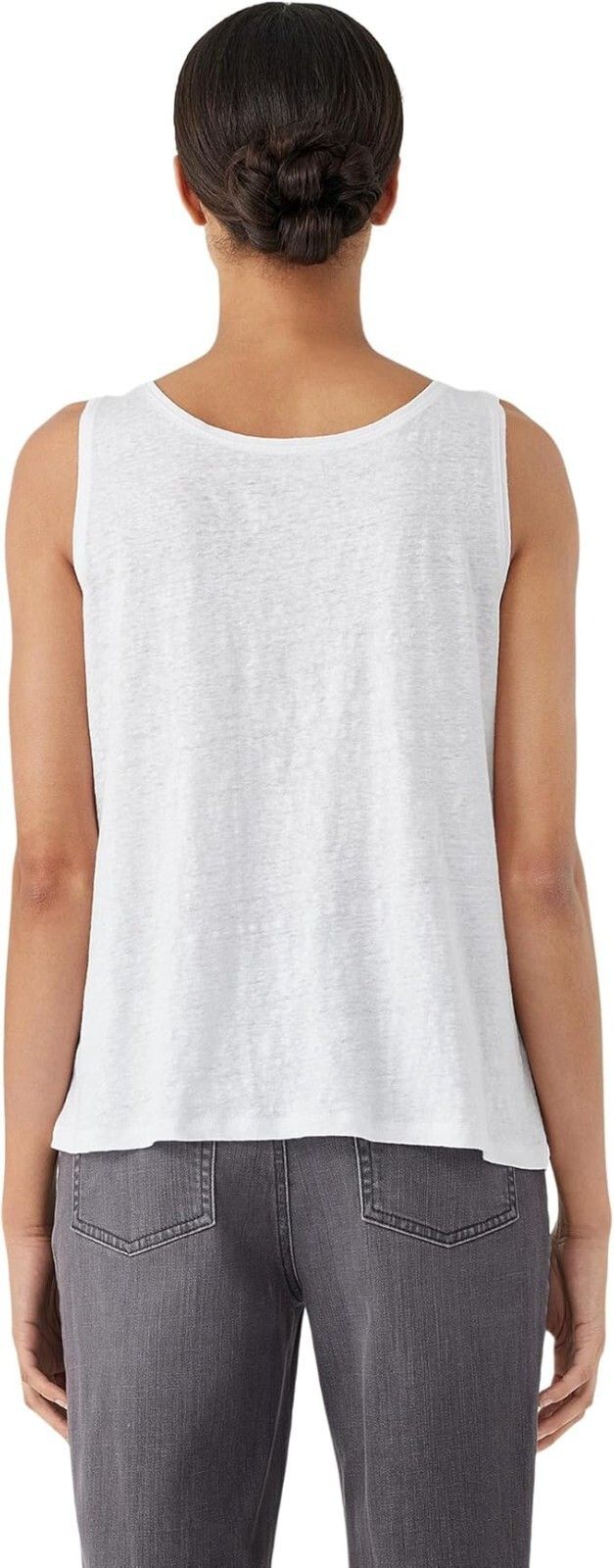 Eileen Fisher Eileen Fisher Organic Linen Jersey Tank White ( L ) Size L / US 10 / IT 46 - 4 Thumbnail