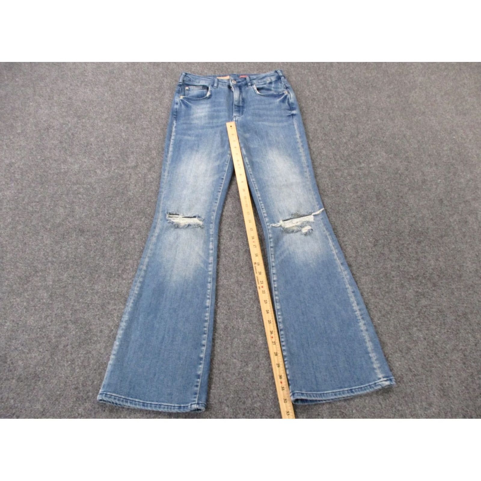 Vintage Pilcro Jeans Womens 27 Denim Icon Flared Bootcut Distressed Faded Anthroologie Size 28" / US 6 / IT 42 - 3 Thumbnail