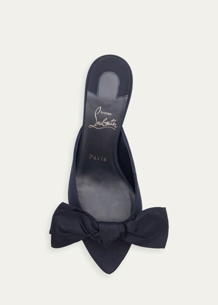 Christian Louboutin os11x0526 60mm Mulazee Taffeta Mules Pumps in Navy Size US 8 / IT 38 - 6 Thumbnail