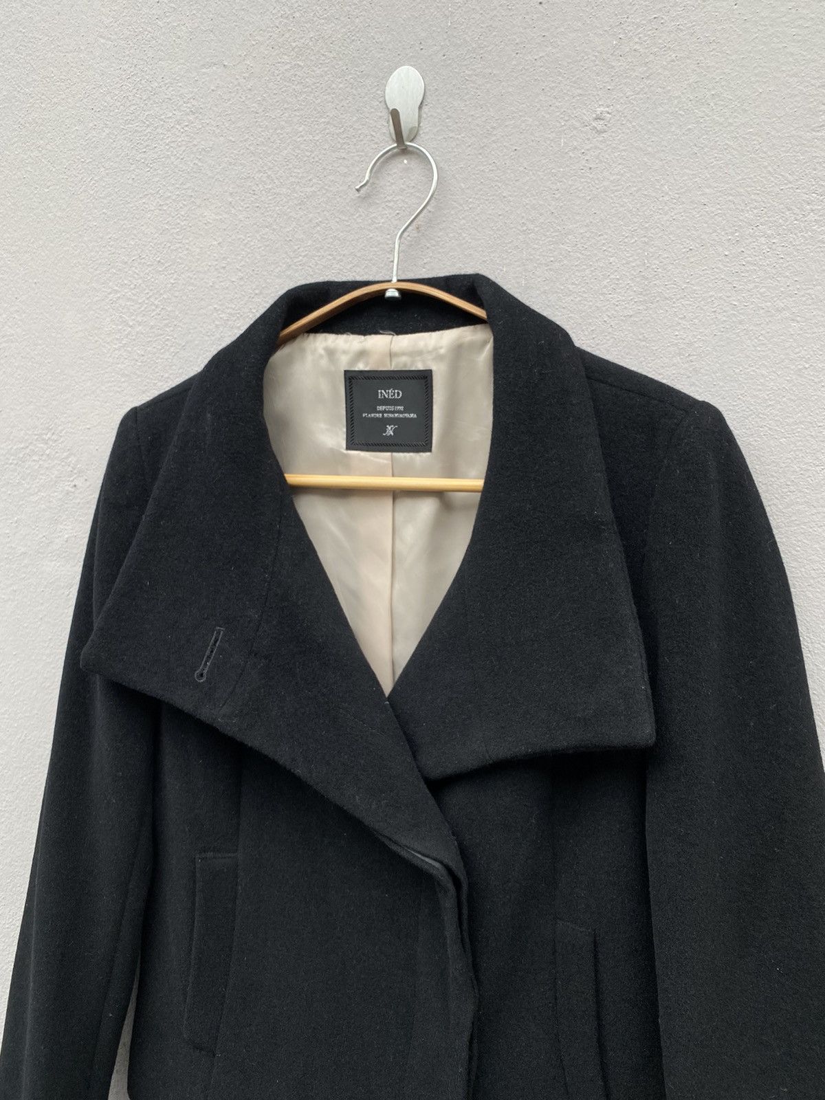 Designer × Yohji Yamamoto INÉD Flandre Minamiaoyama Big Collar Wool Coat Nice Design Size M / US 6-8 / IT 42-44 - 5 Thumbnail