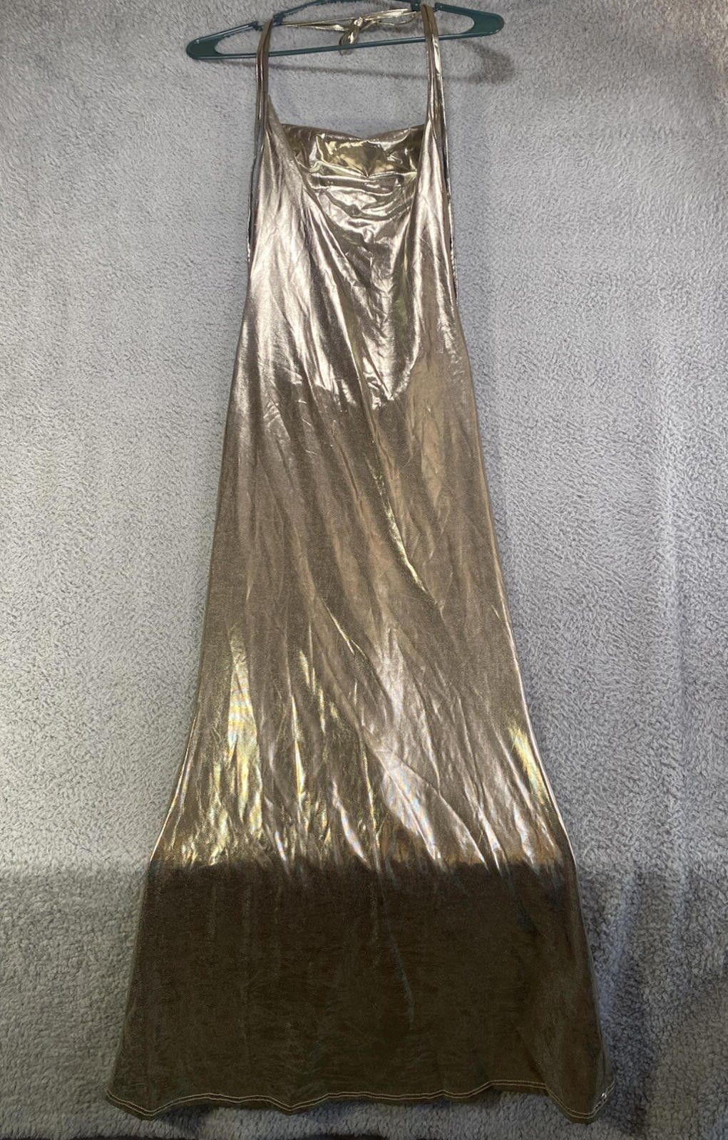Shein SHEIN Maxi Dress Women's SZ XS Gold/Silver Shiny Dress