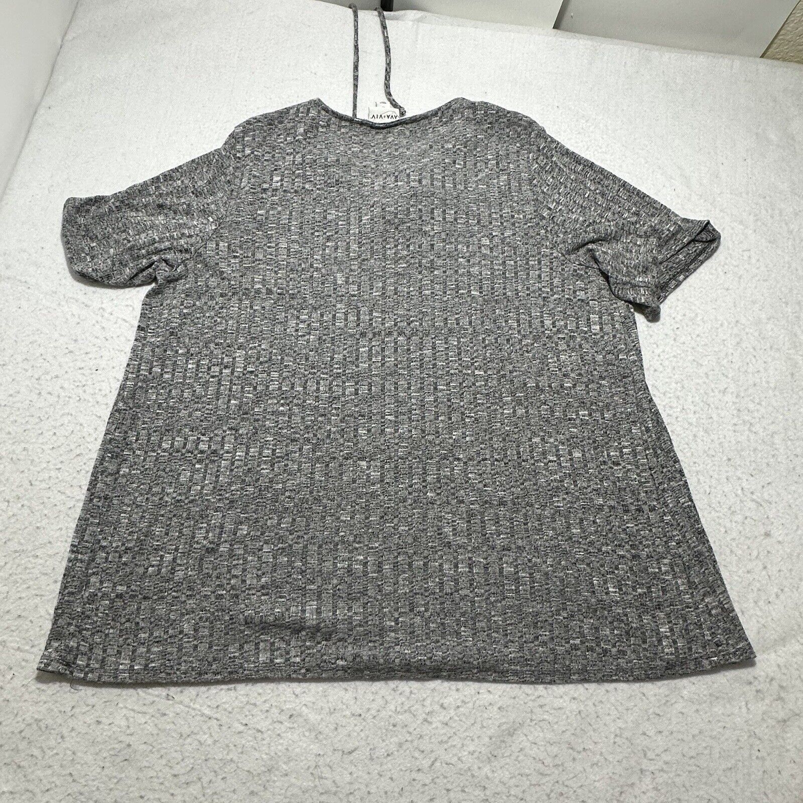 Target Basics Ava & Viv 1X Gray Short Sleeve T Shirt Ribbed Tie Neckline Size XL / US 12-14 / IT 48-50 - 13 Thumbnail