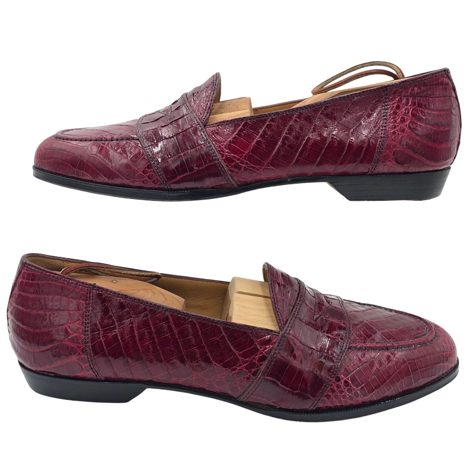 David Eden Vintage Crocodile Burgundy David Eden Exotic Italy Loafers Size US 11 / EU 44 - 5 Thumbnail