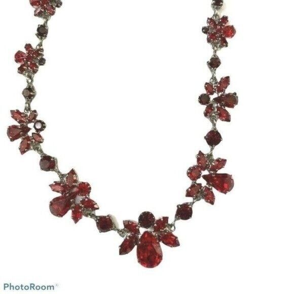 Other Vintage Carolee Floral Statement Necklace w/ Red Cluster Cry Size ONE SIZE - 1 Thumbnail