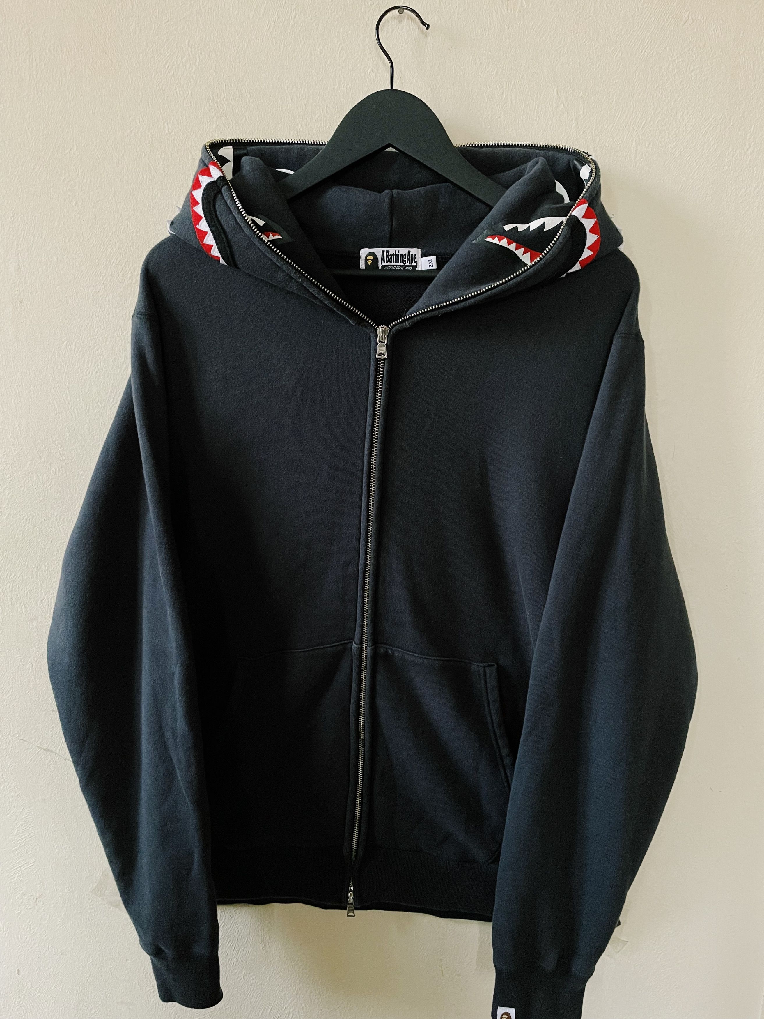 image of Bape A Bathing Ape Double Side Shark Fullzip Hoodie in Black, Men's (Size 2XL)