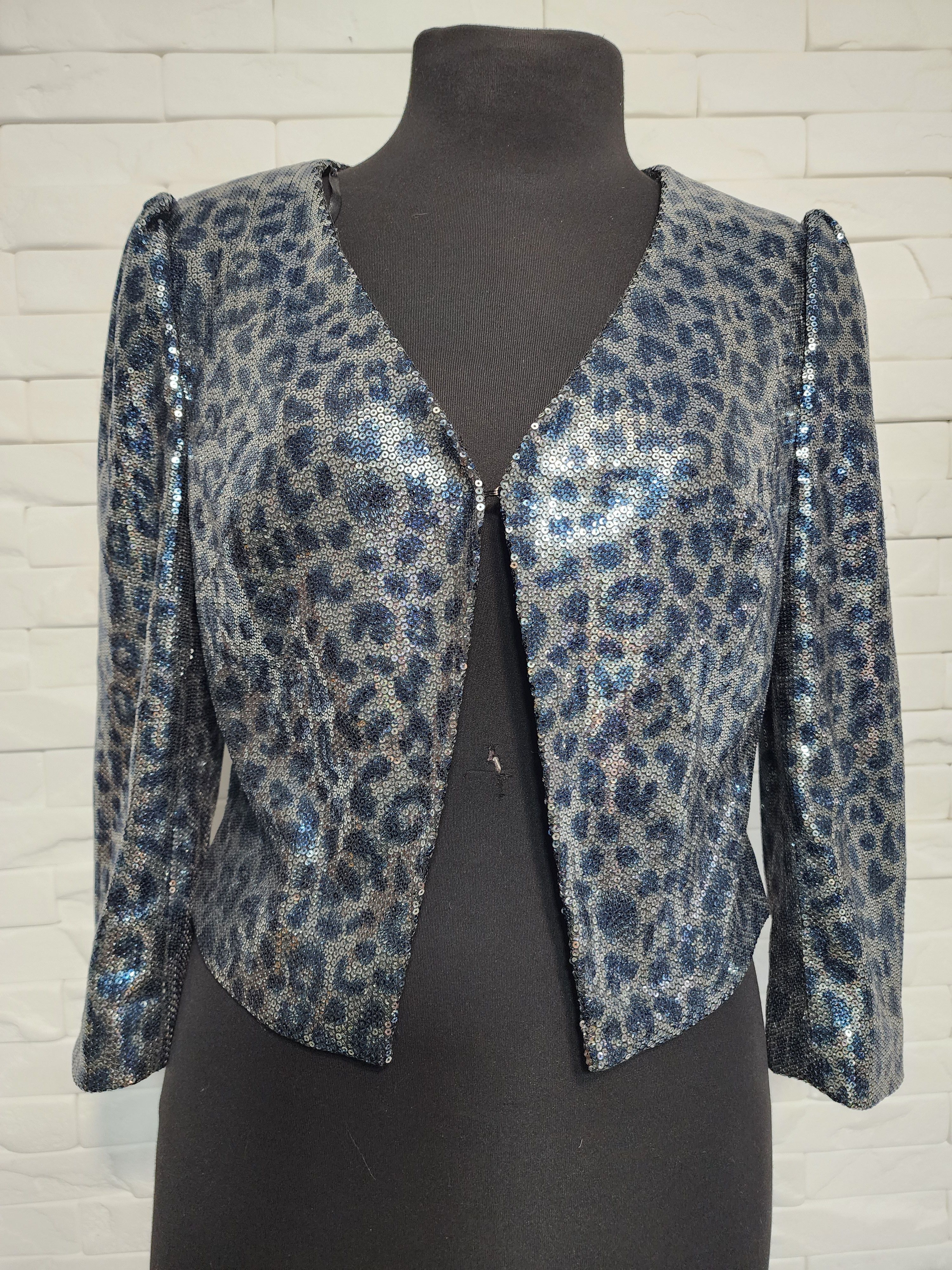 NEXT Silver-Blue Jacket With Sequins: Women's Blue Blazer Size M / US 6-8 / IT 42-44 - 1 Thumbnail