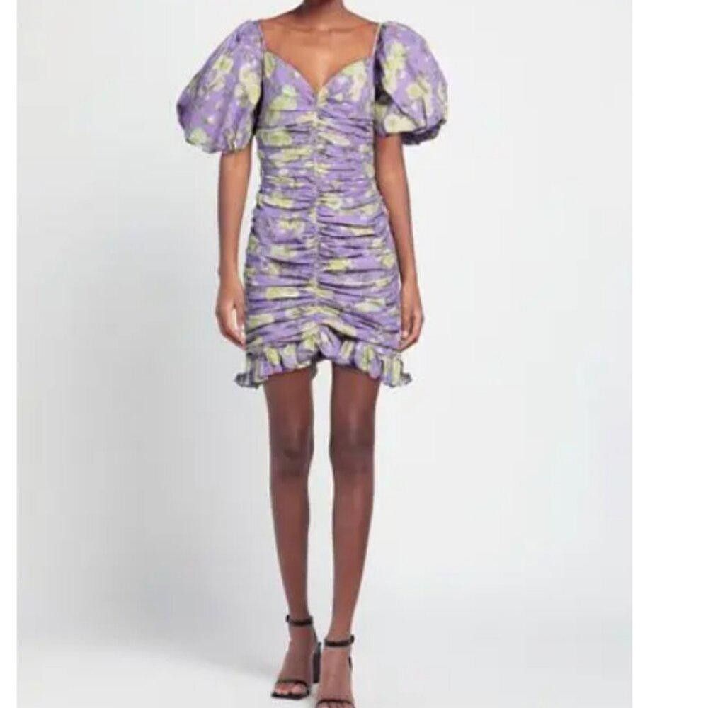 Designer Giuseppe Di Morabito Floral Print Puff Sleeve Mini Dress Size S / US 4 / IT 40 - 4 Thumbnail