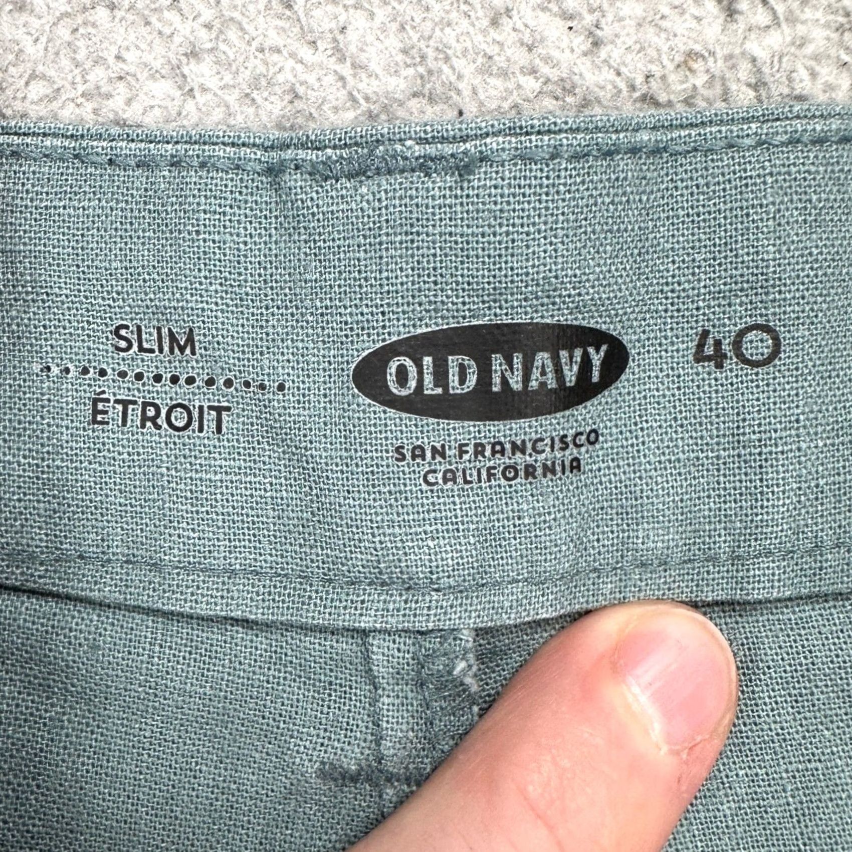 Old Navy Old Navy Mens Green Khaki Shorts 40 Slim Linen Blend Flat Front Casual Pockets Size US 40 / EU 56 - 3 Thumbnail