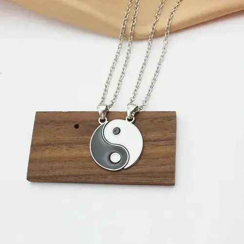 Jewelry 2Pcs Tai Chi Yin Yang Necklace Size ONE SIZE - 4 Thumbnail