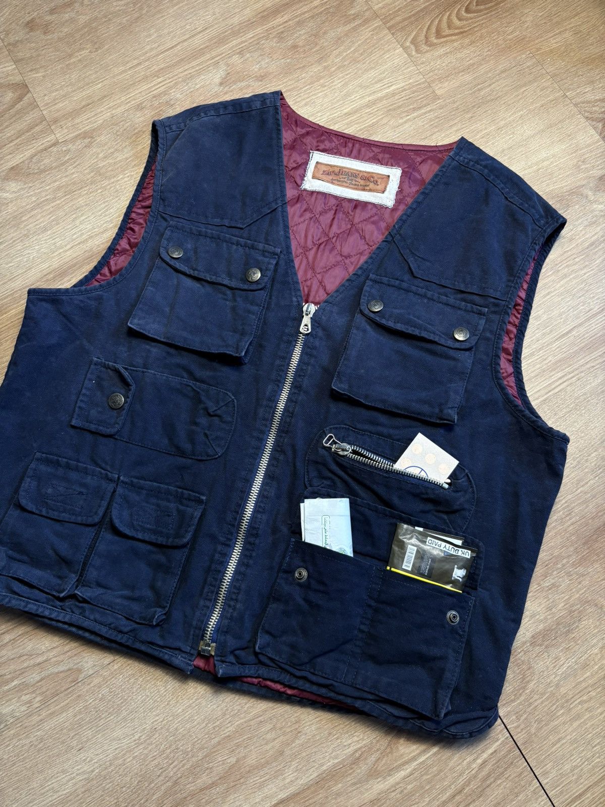 Vintage Zip Jeans & Co. 90s Technical Multi-pocket Canvas Vest (L) Size US L / EU 52-54 / 3 - 1 Thumbnail
