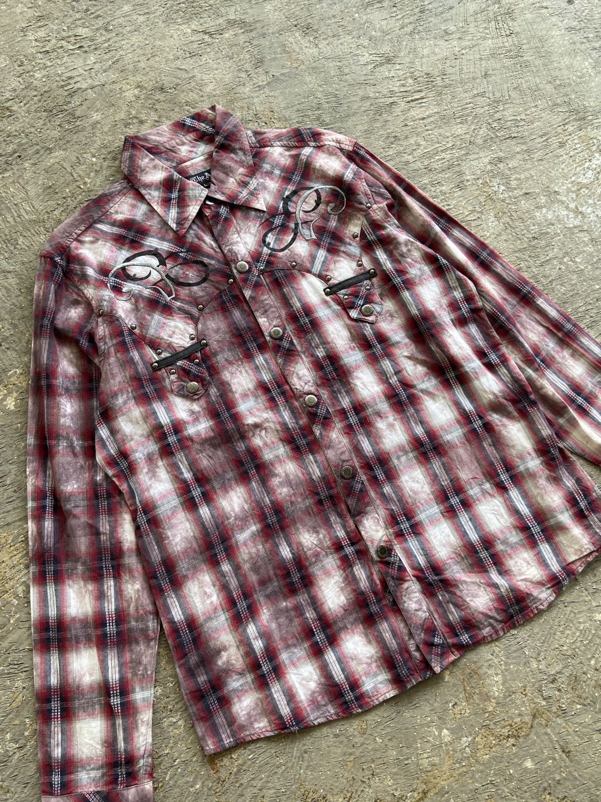 14th Addiction 2000s In the Attic - Vkei Style Smoke Wash Snap Button Shirt Size US L / EU 52-54 / 3 - 2 Thumbnail