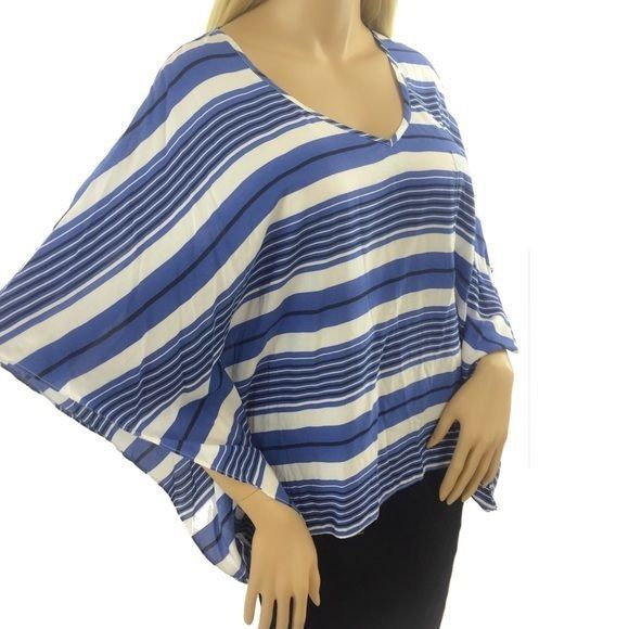 Other NWT Karen Kane Angel Flutter Sleeve Blue White Black Striped Size S / US 4 / IT 40 - 6 Thumbnail
