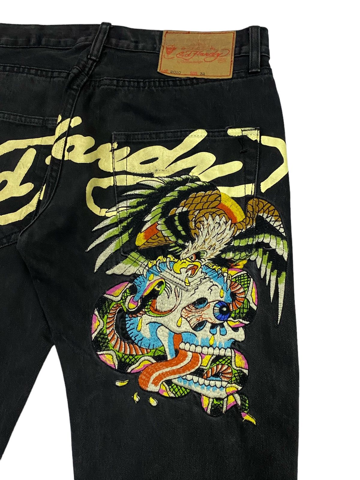 Christian Audigier × Ed Hardy Ed Hardy By Christian Audigier 2010 Embroidered Denim Pants Size US 32 / EU 48 - 16 Thumbnail