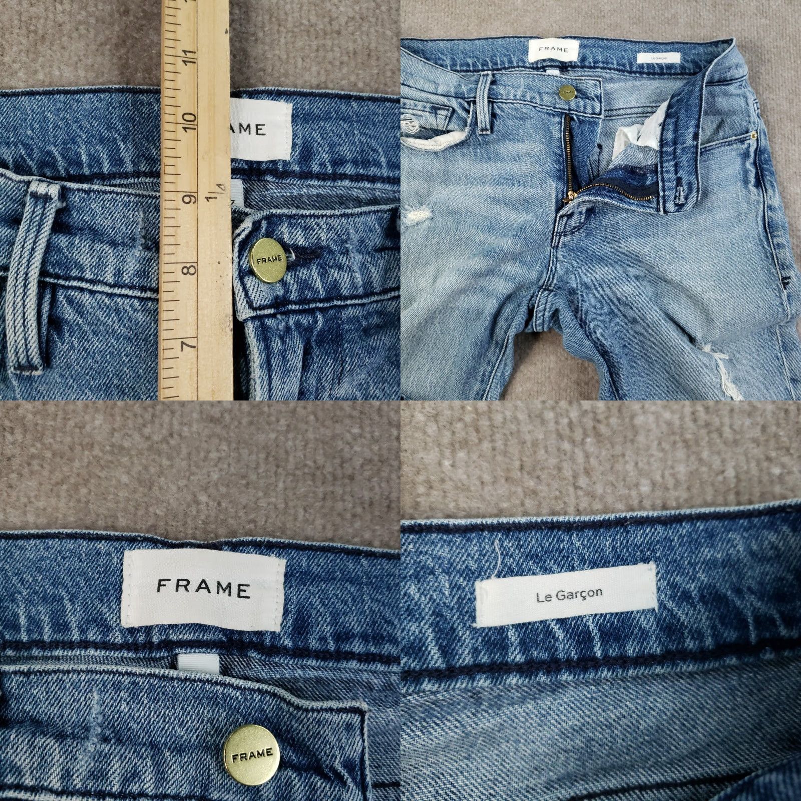 Frame FRAME Jeans Womens 31x30 Blue Le Garcon High Straight Leg Beldon Rips Distressed Size 27" / US 4 / IT 40 - 8 Thumbnail