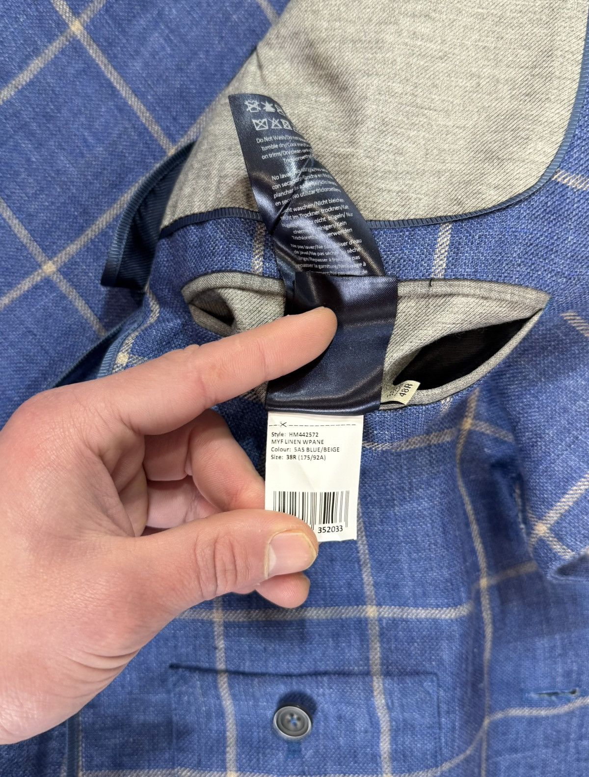 Hackett Hackett Mayfair Linen Blazer 38R/48R Windowpane Sport Coat Size 38R - 10 Thumbnail