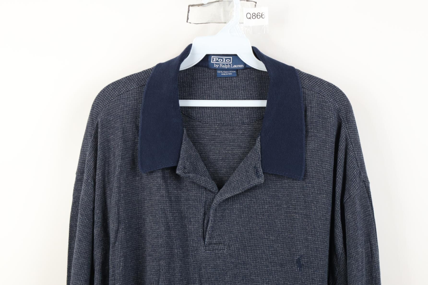 Polo Ralph Lauren Vintage 90s Ralph Lauren Cotton Houndstooth Long Sleeve Polo Size US XXL / EU 58 / 5 - 2 Thumbnail