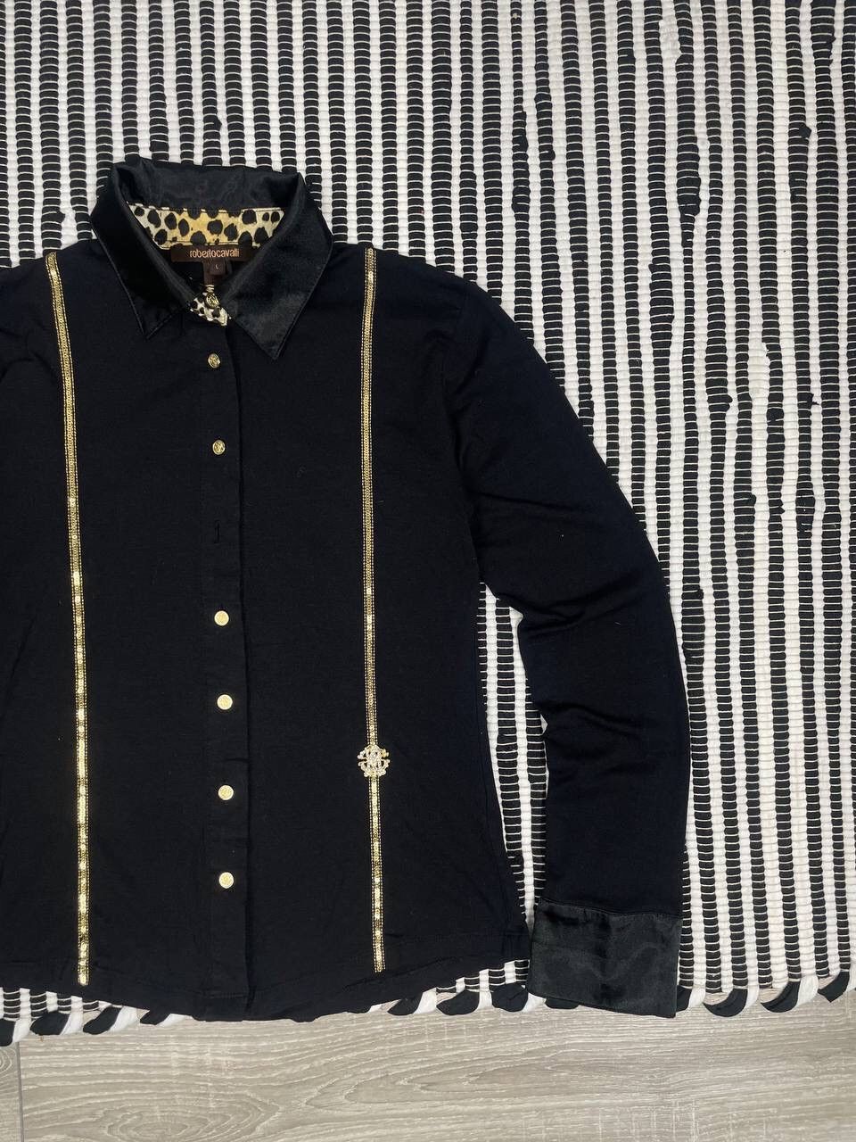 Roberto Cavalli Vintage Roberto Cavalli Button Up Shirt Big Logo Leopard Y2K Size L / US 10 / IT 46 - 6 Thumbnail