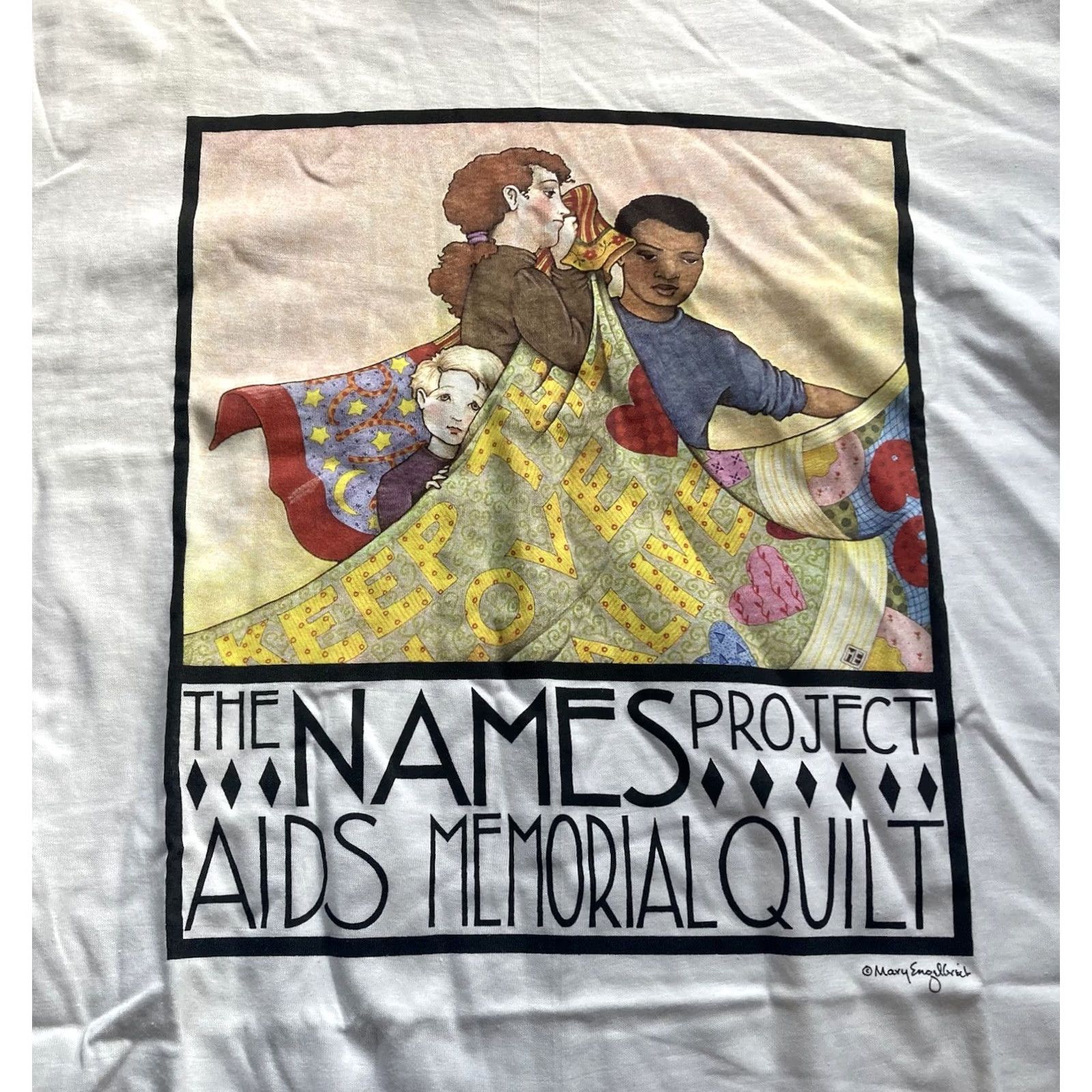 Stafford VTG 90s T Shirt XL The Names Project AIDS Memorial Quilt Art Mary Engelbreit Mens Size US XL / EU 56 / 4 - 2 Thumbnail