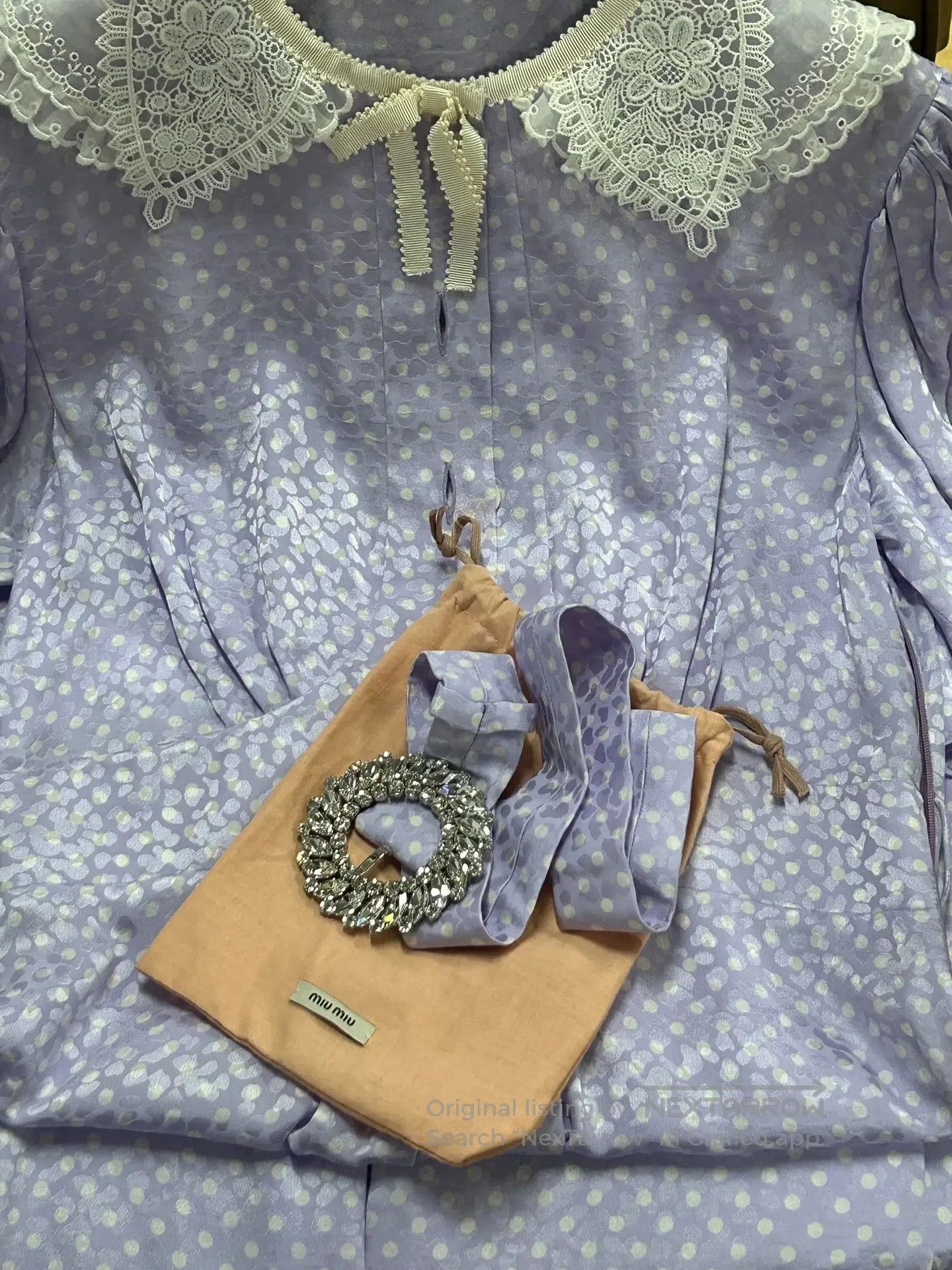Miu Miu MiuMiu Purple Polka Dot Silk Dress. Size S / US 4 / IT 40 - 5 Thumbnail